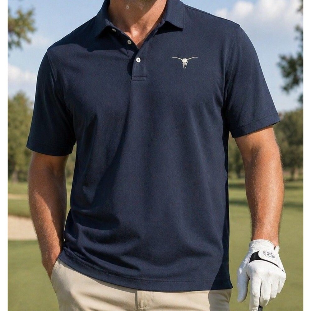 Large Peter Millar Summer Comfort Polo Men’s Navy Blue Texas Longhorns Skull